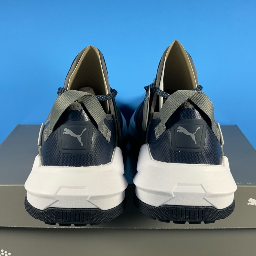 PUMA GS.One Waterproof Golf Shoes (NEW Men’s navy blazer/quiet shade gray) - Picture 4 of 5